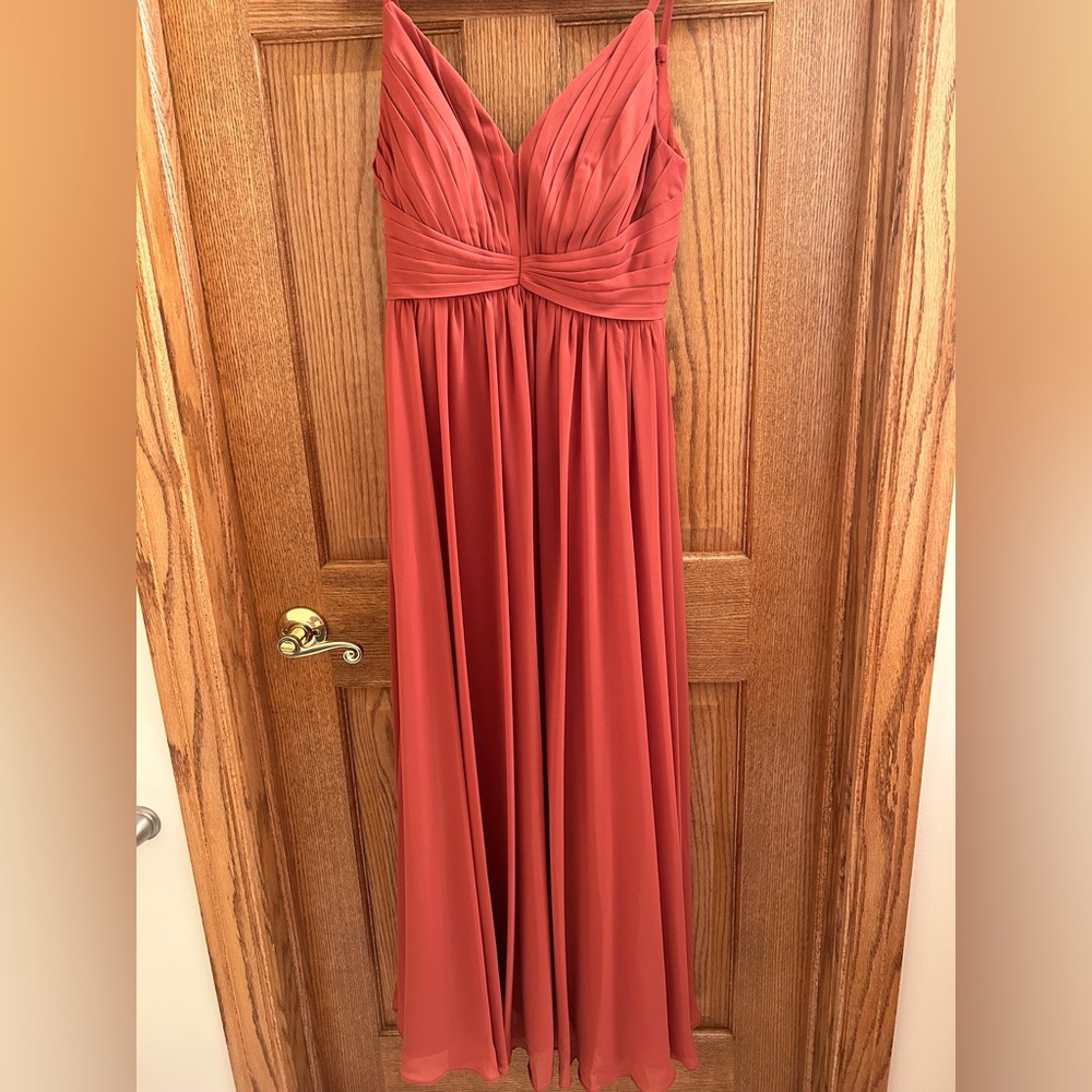 Azazie Terracotta Pleated Wedding Dress